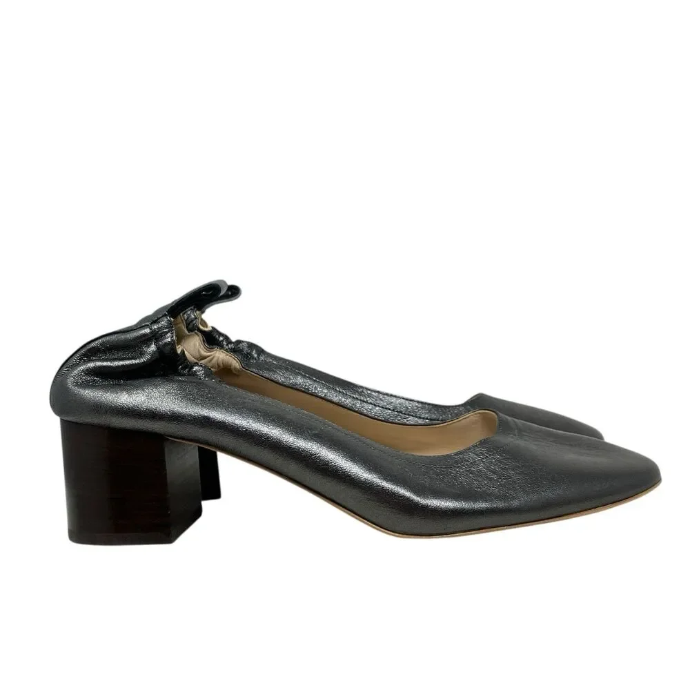 Everlane Black Metallic‎ Leather Day Slip On Evening Pumps
